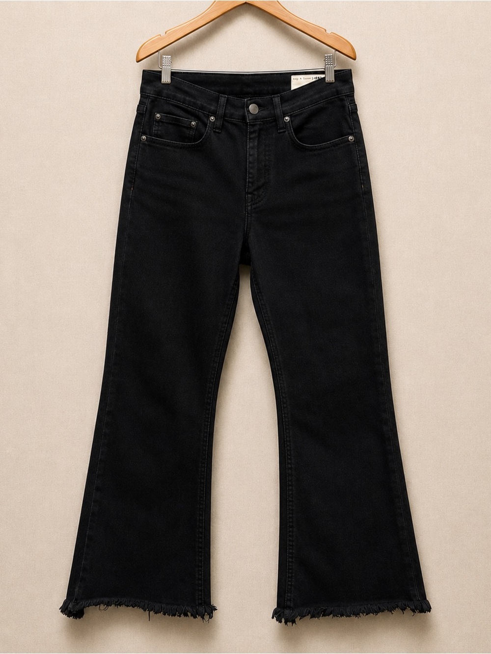 Rag & Bone 10” Crop Flare High Rise Kick Flare Black Jeans 30